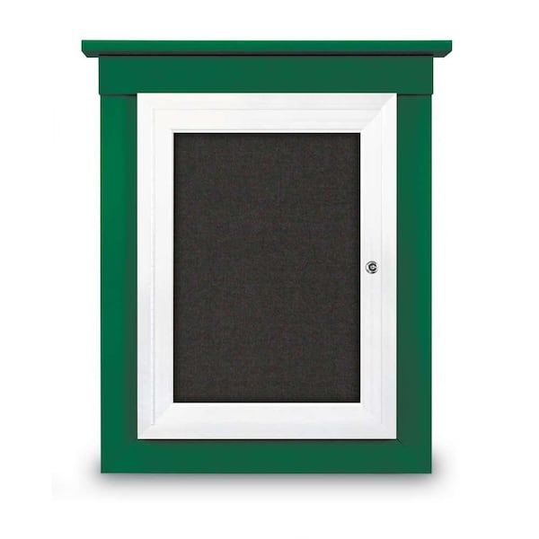 United Visual Products 60"x48" 2-Door Enclosed Letterboard, Blue Vinyl/Cherry UV2626O-CHERRY-BARBLU - main